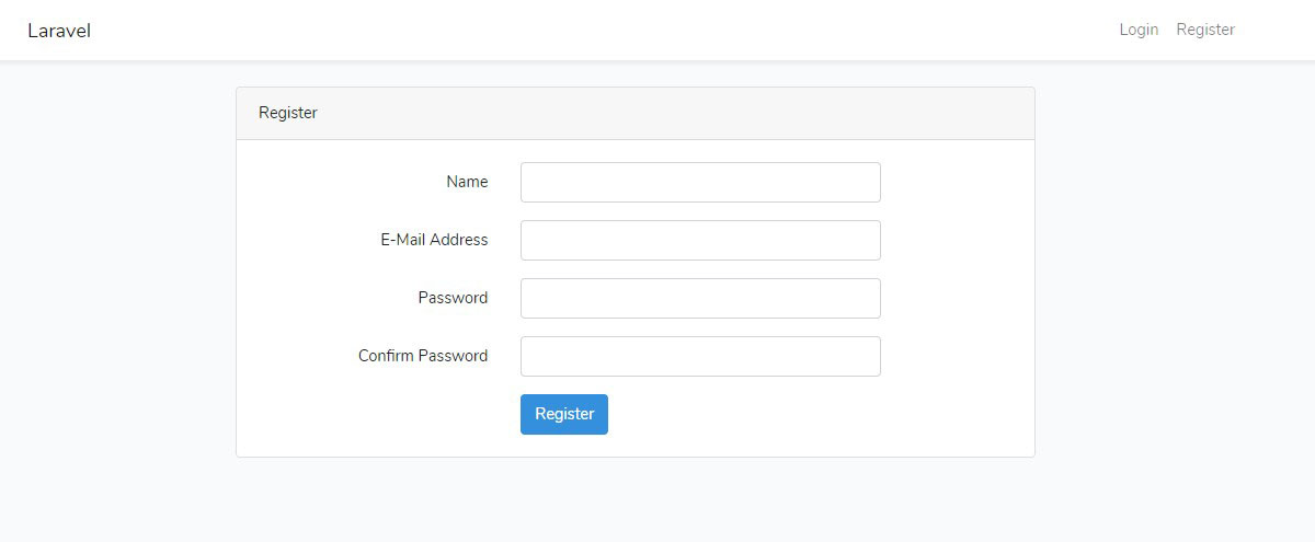 Authentication register screen